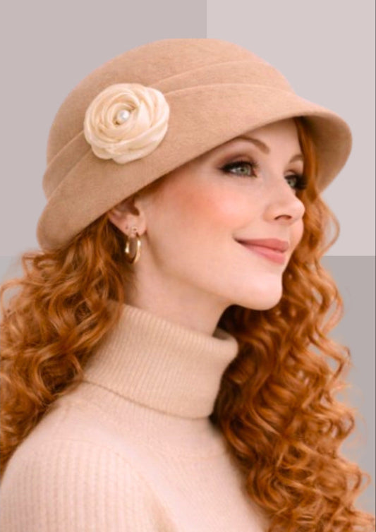 Chapeau hiver femme laine beige sepia | Cap-Chapeau