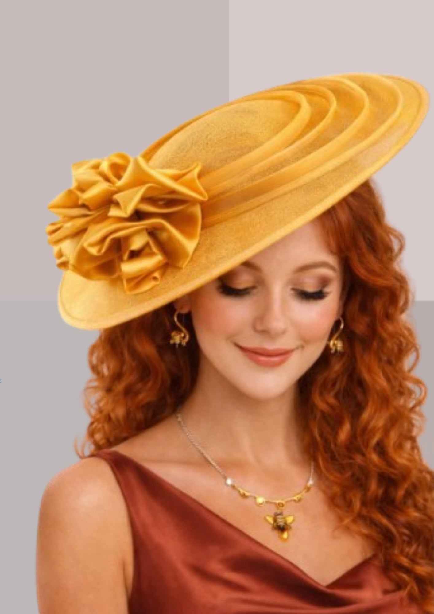 chapeau invitee mariage jaune safran | Cap-Chapeau