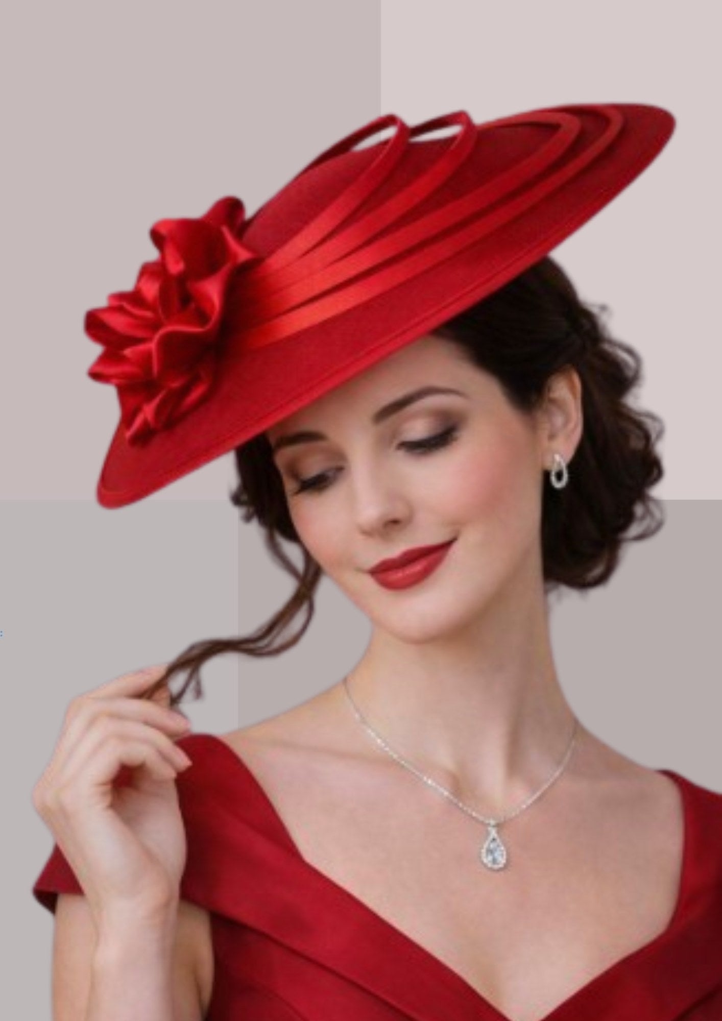Chapeau mariage invitee  en rouge | Cap-Chapeau