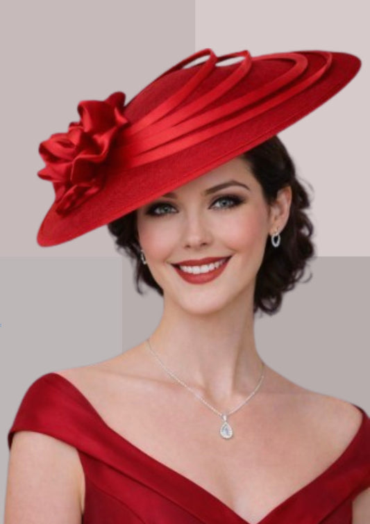 Chapeau mariage invitee rouge | Cap-Chapeau