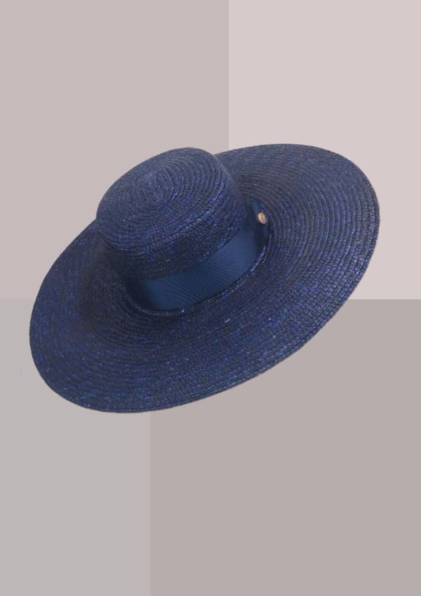 Authentique chapeau andalou femme bleu marine en paille tressée, fabriqué à la main en Espagne | Cap-Chapeau