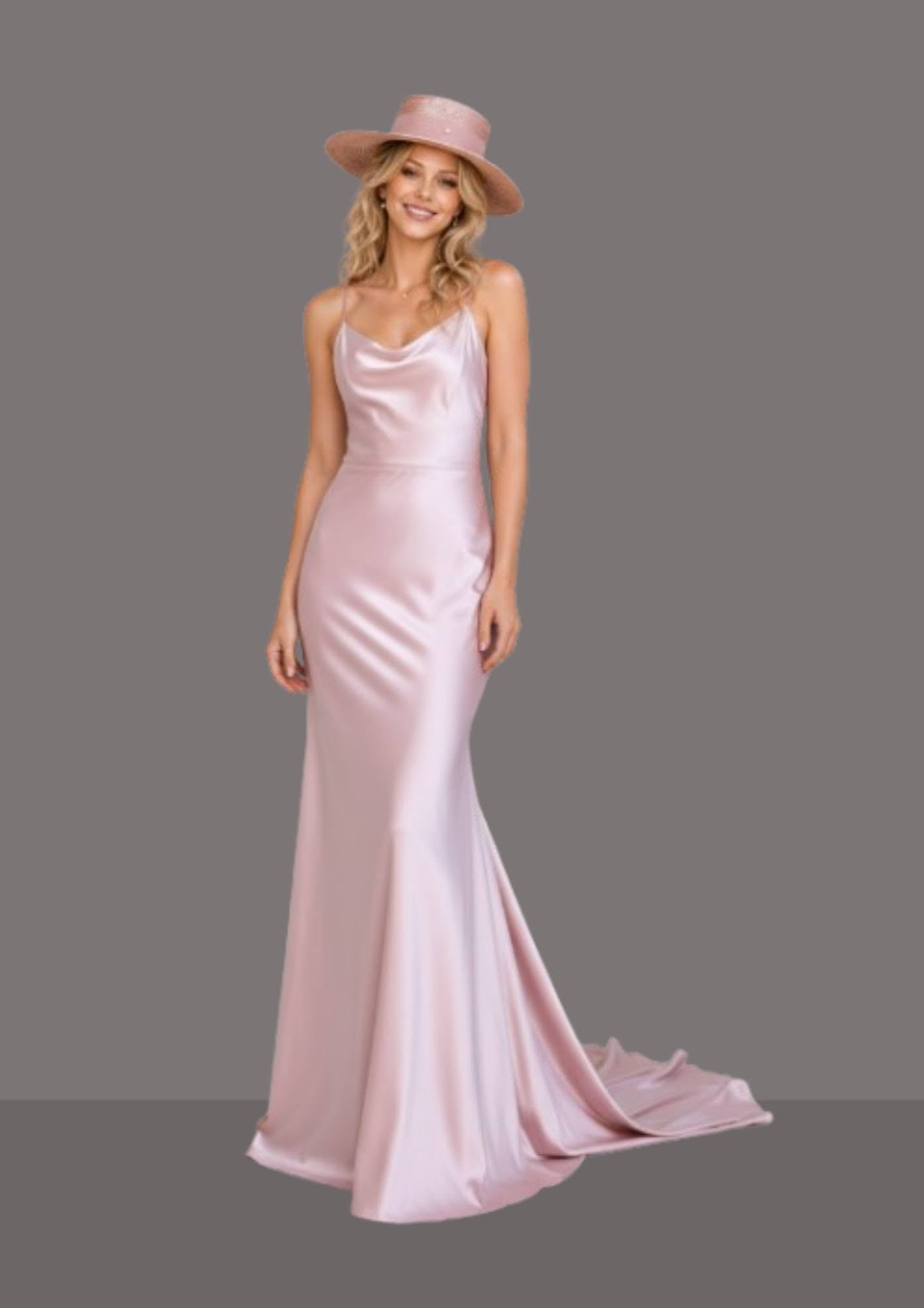 Chapeau andalou femme rose thé présenté comme chapeau mariage invitée chic | Cap-Chapeau