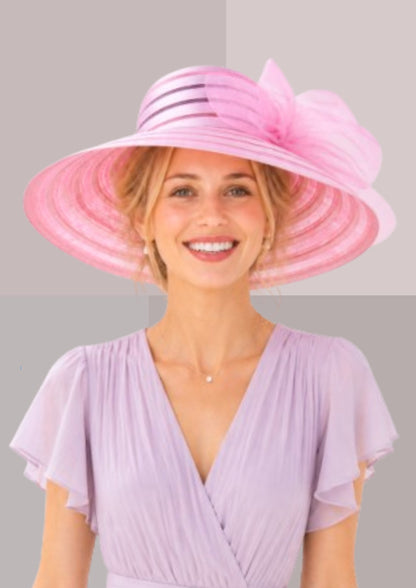 chapeau capeline rose dragée pour réception | Cap-Chapeau