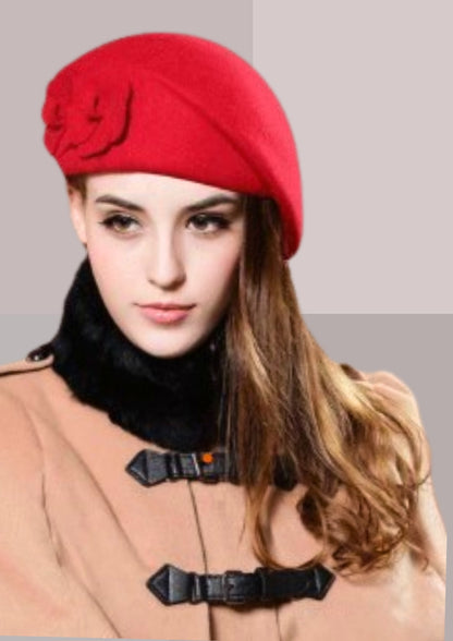 Chapeau chic pour femmefeutre de laine rouge | Cap-Chapeau