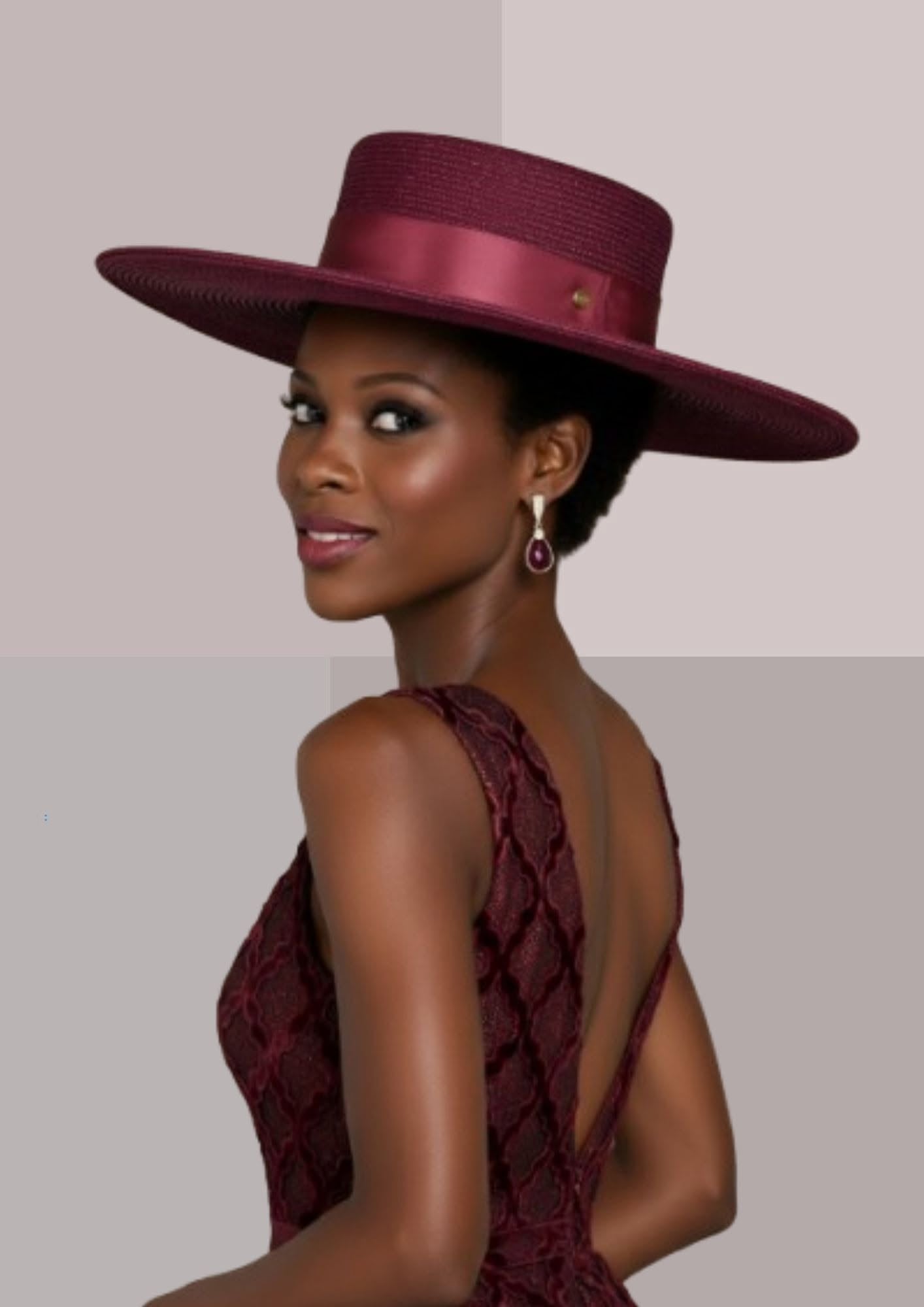 Chapeau andalou femme prune porté de profil,  chapeau femme mariage chic | Cap-Chapeau