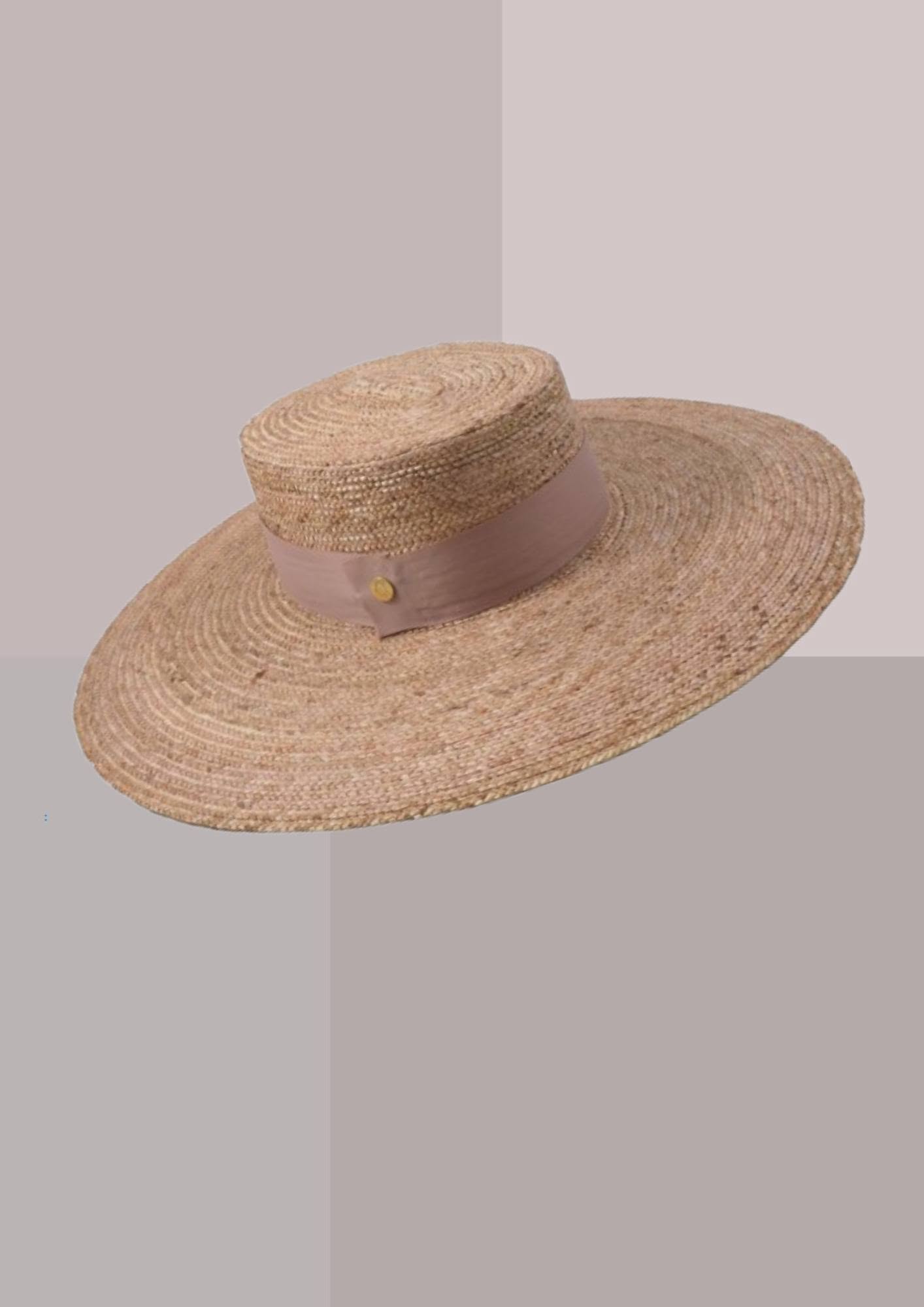Authentique chapeau andalou femme rose thé en paille tressée, fabriqué à la main en Espagne | Cap-Chapeau