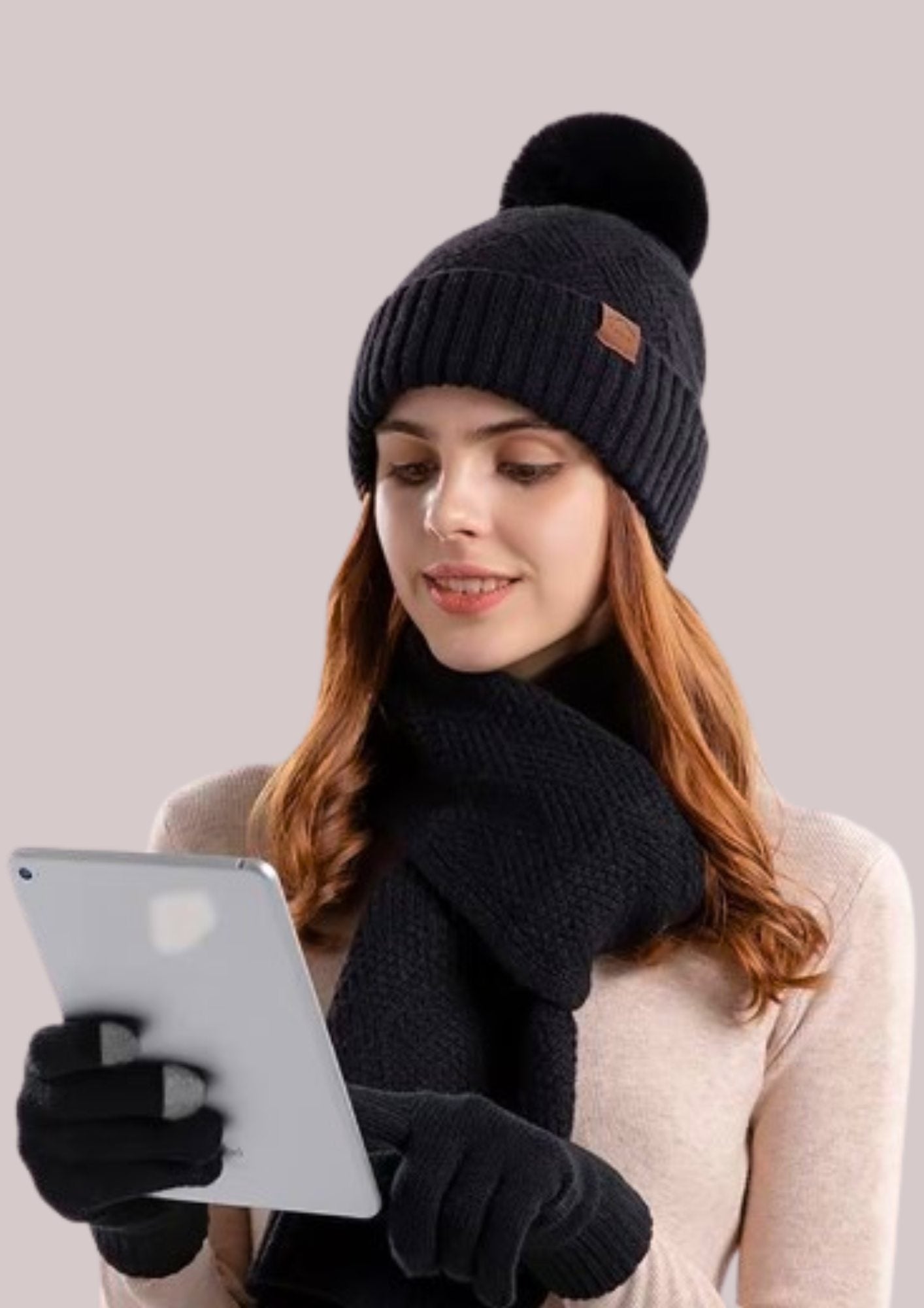 Ensemble Bonnet, écharpe Et Gants Pour Femme/homme - Acrylique, Couleur Jaune, 3 Pièces Pour L'hiver - 7