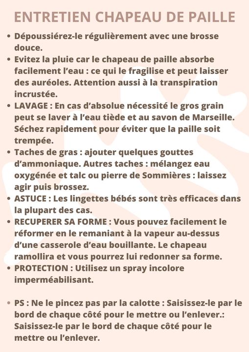 Comment entretenir un chapeau de paille ?  | Cap-Chapeau