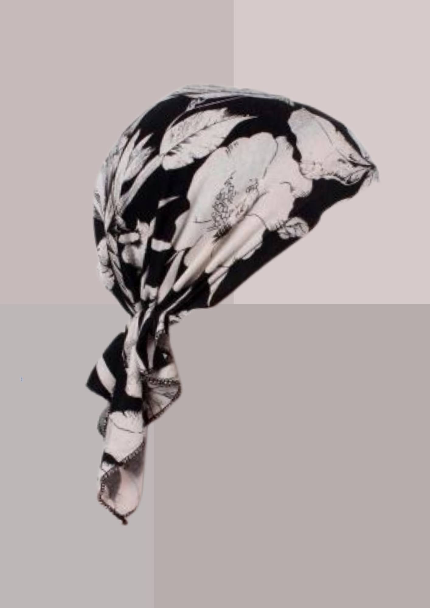 Foulard cheveux chimio noir et blanc | Cap-Chapeau