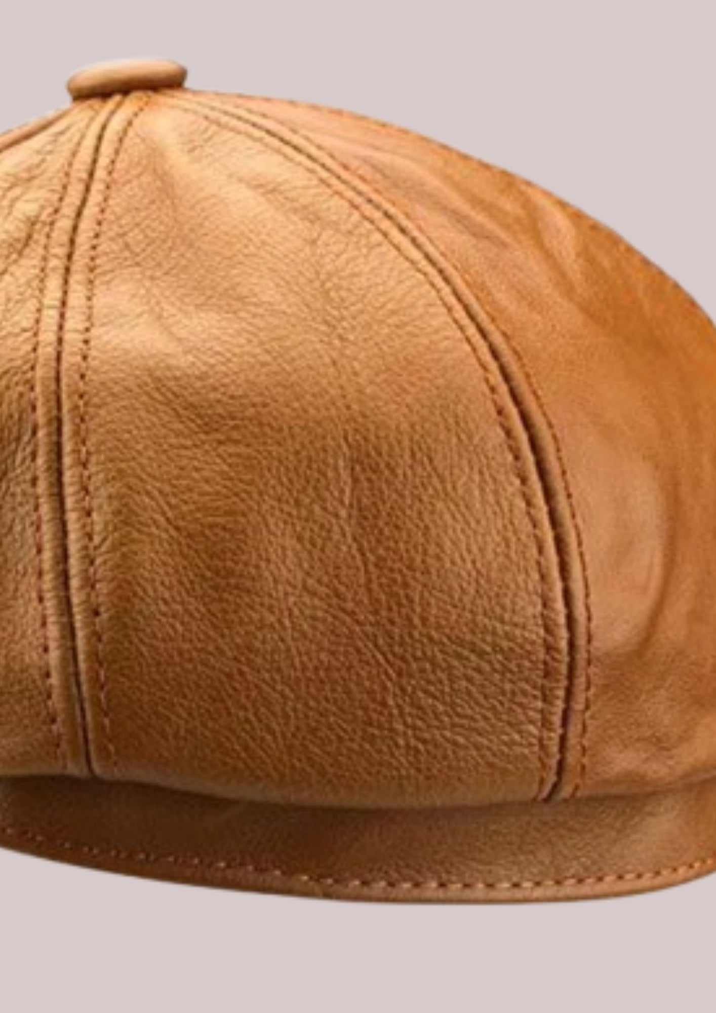 Casquette gavroche cuir camel homme | Cap-Chapeau