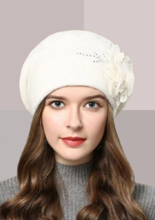 Bonnet tendance blanc cachemire | Cap-Chapeau