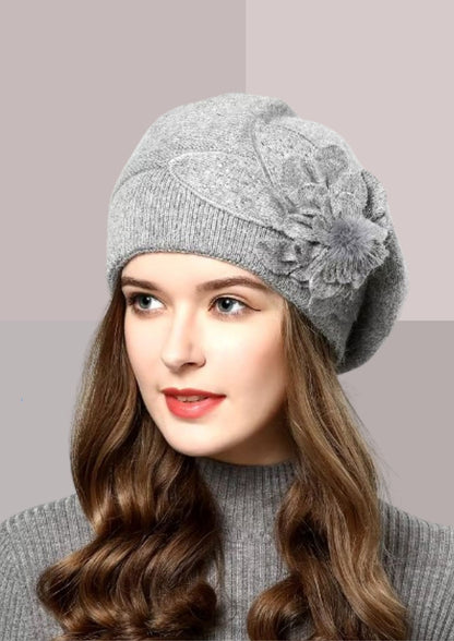 Bonnet tendance en angora gris | Cap-Chapeau