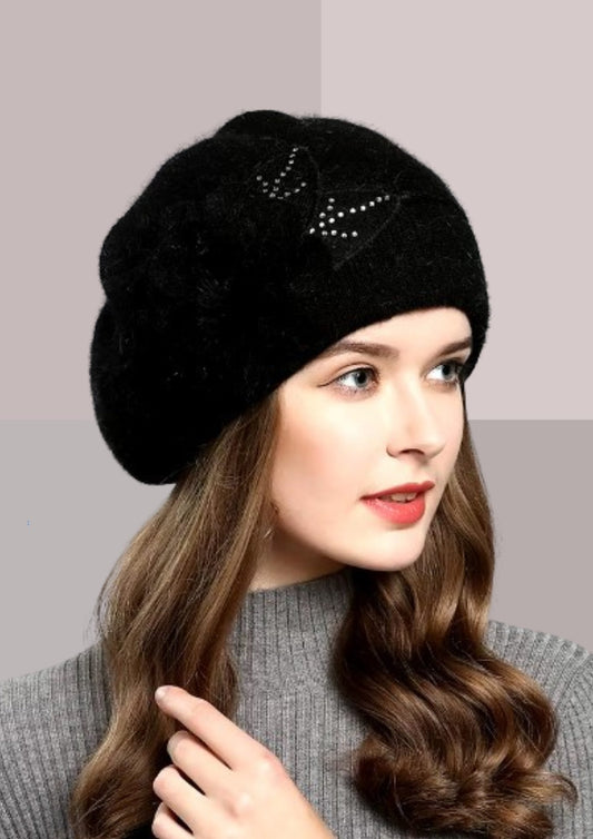 Bonnet tendance noir cachemire | Cap-Chapeau