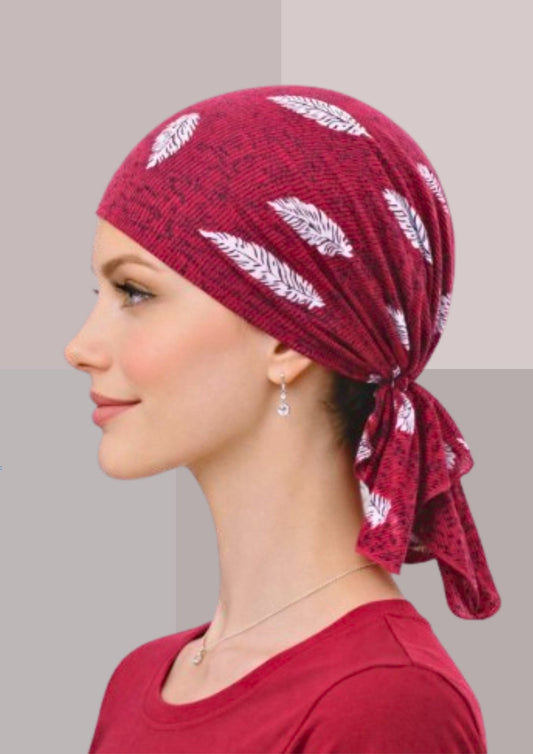 Turban rouge femme en  coton pour chimio  | Cap-Chapeau