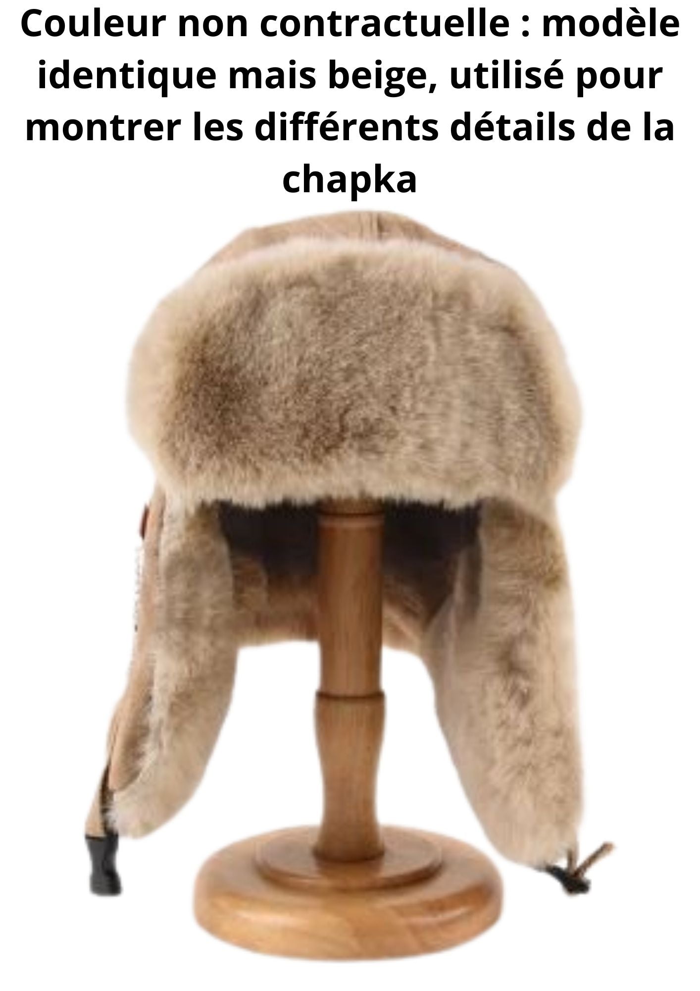 Bonnet d'hiver Alaska avec pelage synthétique Noir type Chapka